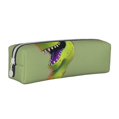 JKSEEPYN Federmäppchen aus Leder mit Cartoon-Dinosaurier-Motiv, für Studenten, Mädchen, Jungen, einfacher Schreibwaren-Organizer, Make-up-Tasche für Schule, Büro, Reisen, weiß, Einheitsgröße von JKSEEPYN