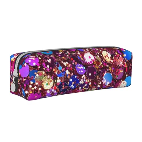 JKSEEPYN Federmäppchen aus Leder mit Glitzermuster, bedruckt, minimalistisch, ultradünn, für die Schule, Kosmetiktasche, weiß, Einheitsgröße, Taschen-Organizer von JKSEEPYN