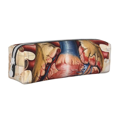 JKSEEPYN Federmäppchen aus Leder mit Herzdiagramm und Reißverschluss, bedruckt, minimalistisch, ultradünn, für die Schule, Kosmetiktasche, weiß, Einheitsgröße, Taschen-Organizer von JKSEEPYN