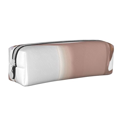 JKSEEPYN Federmäppchen aus Leder mit Kaffeetasse und Kaffeebohnen, bedrucktes minimalistisches, ultradünnes Design, Schul-Bleistifttasche, Kosmetiktasche, weiß, Einheitsgröße, Taschen-Organizer von JKSEEPYN