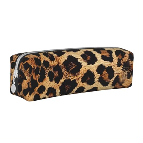 JKSEEPYN Federmäppchen aus Leder mit Leopardenmuster, bedruckt, minimalistisch, ultradünn, für die Schule, Kosmetiktasche, weiß, Einheitsgröße, Taschen-Organizer von JKSEEPYN