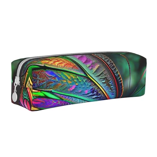 JKSEEPYN Federmäppchen aus Leder mit Regenbogen-Schmetterling-Motiv, bedruckt, minimalistisch, ultradünn, für die Schule, Kosmetiktasche, weiß, Einheitsgröße, Taschen-Organizer von JKSEEPYN