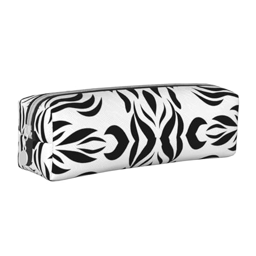 JKSEEPYN Federmäppchen aus Leder mit Reißverschluss, bedruckt, minimalistisch, ultradünn, Schwarz und Weiß, weiß, Einheitsgröße, Taschen-Organizer von JKSEEPYN