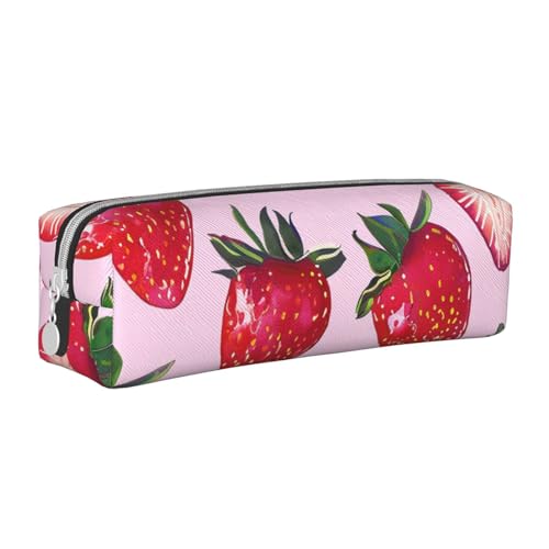 JKSEEPYN Federmäppchen aus Leder mit Reißverschluss, bedruckt, minimalistisch, ultradünn, für die Schule, Kosmetiktasche, weiß, Einheitsgröße, Taschen-Organizer von JKSEEPYN