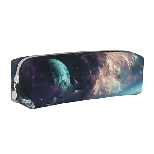 JKSEEPYN Federmäppchen aus Leder mit Reißverschluss, bedruckt, minimalistisch, ultradünn, für die Schule, Kosmetiktasche, weiß, Einheitsgröße, Taschen-Organizer von JKSEEPYN