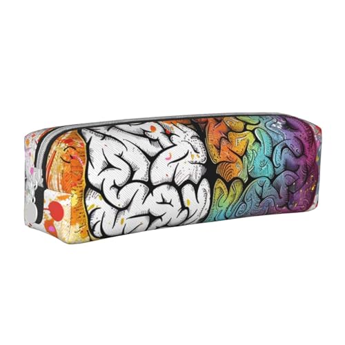 JKSEEPYN Federmäppchen aus Leder mit Reißverschluss, bedruckt, minimalistisch, ultradünn, für die Schule, Kosmetiktasche, weiß, Einheitsgröße, Taschen-Organizer von JKSEEPYN