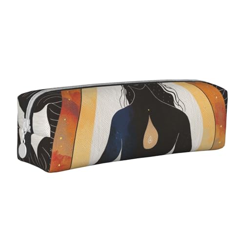 JKSEEPYN Federmäppchen aus Leder mit Reißverschluss, bedruckt, minimalistisch, ultradünn, für die Schule, Kosmetiktasche, weiß, Einheitsgröße, Taschen-Organizer von JKSEEPYN