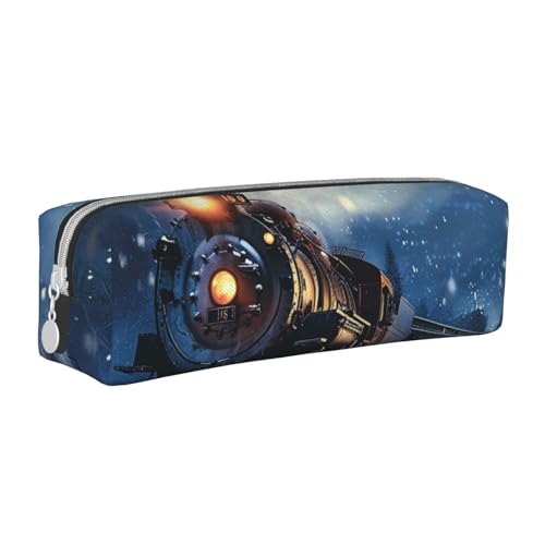 JKSEEPYN Federmäppchen aus Leder mit Reißverschluss, bedruckt, minimalistisch, ultradünn, für die Schule, Kosmetiktasche, weiß, Einheitsgröße, Taschen-Organizer von JKSEEPYN