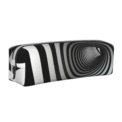 JKSEEPYN Federmäppchen aus Leder mit Reißverschluss, gestreift, minimalistisch, ultradünn, Schwarz und Weiß gestreift, weiß, Einheitsgröße, Taschen-Organizer von JKSEEPYN