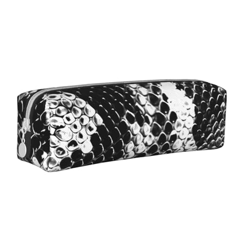 JKSEEPYN Federmäppchen aus Leder mit Schlangenhaut-Motiv, bedruckt, minimalistisch, ultradünn, Schwarz und Weiß, weiß, Einheitsgröße, Taschen-Organizer von JKSEEPYN