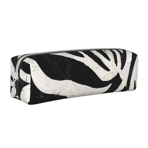 JKSEEPYN Federmäppchen aus Leder mit Zebramuster, bedruckt, minimalistisch, ultradünn, für die Schule, Kosmetiktasche, weiß, Einheitsgröße, Taschen-Organizer von JKSEEPYN