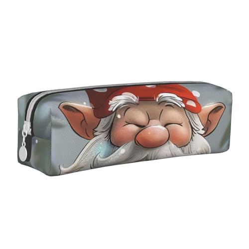 JKSEEPYN Federmäppchen aus Leder mit niedlichem Zwerg, bedruckt, minimalistisch, ultradünn, für die Schule, Kosmetiktasche, weiß, Einheitsgröße, Taschen-Organizer von JKSEEPYN
