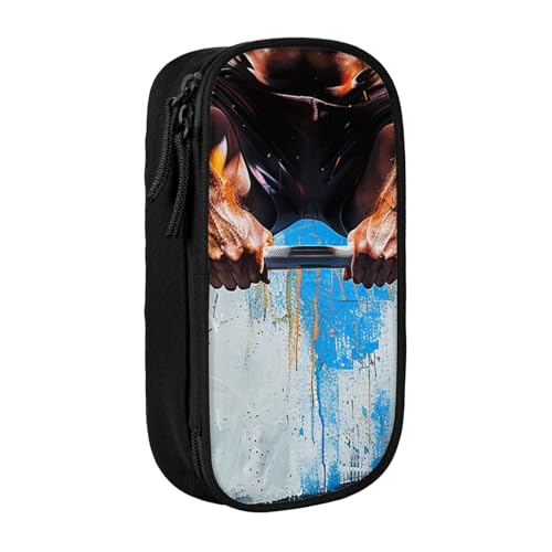 JKSEEPYN Federmäppchen für Gewichtheben, Sport, bedruckt, doppellagig, schwarz, großes Fassungsvermögen, niedliches Stifteetui für Schule, Büro, Reisen oder Make-up-Organizer, Schwarz , Einheitsgröße, von JKSEEPYN