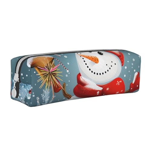 JKSEEPYN Federmäppchen mit Aufschrift "Merry Christmas", bedrucktes Leder, mit Reißverschluss, minimalistisch, ultradünn, für die Schule, Kosmetiktasche, weiß, Einheitsgröße, Taschen-Organizer von JKSEEPYN