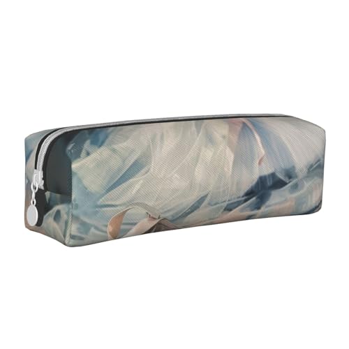 JKSEEPYN Federmäppchen mit Ballettschuh-Motiv, bedrucktes Leder, mit Reißverschluss, minimalistisch, ultradünn, für die Schule, Kosmetiktasche, weiß, Einheitsgröße, Taschen-Organizer von JKSEEPYN