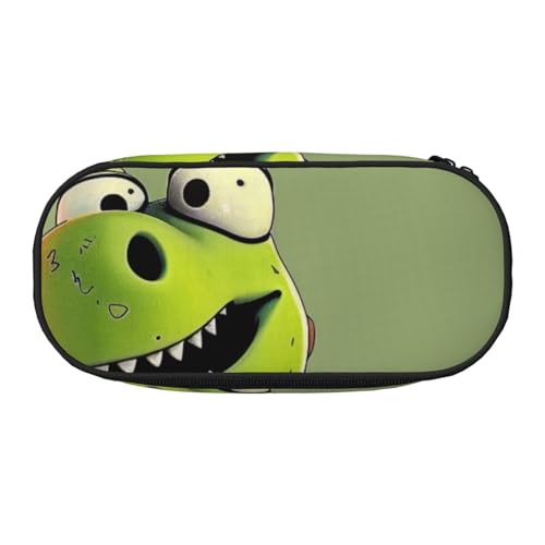 JKSEEPYN Federmäppchen mit Cartoon-Dinosaurier-Motiv, Reise-Make-up-Tasche, mit Reißverschluss, lustiges Federmäppchen für Schule, Büro, Schwarz , Einheitsgröße, Schulranzen von JKSEEPYN