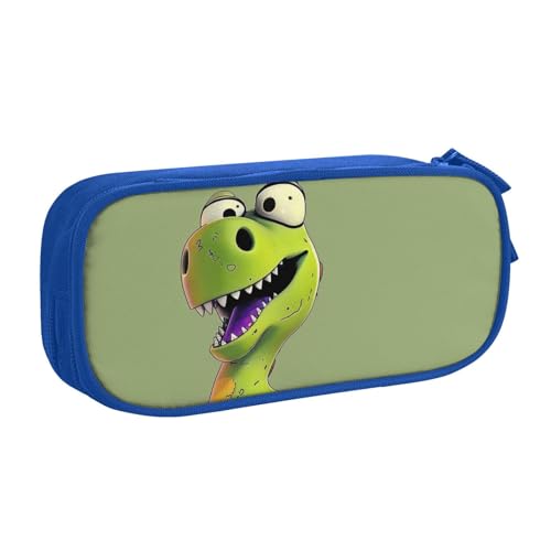 JKSEEPYN Federmäppchen mit Cartoon-Dinosaurier-Motiv, schwarz, Make-up-Organizer, doppellagige Reißverschlusstasche mit Stiftfächern und Taschen für Büro, Reisen oder Schule, blau, Einheitsgröße, von JKSEEPYN