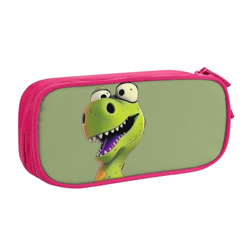 JKSEEPYN Federmäppchen mit Cartoon-Dinosaurier-Motiv, schwarz, Make-up-Organizer, doppellagige Reißverschlusstasche mit Stiftfächern und Taschen für Büro, Reisen oder Schule, rose, Einheitsgröße, von JKSEEPYN