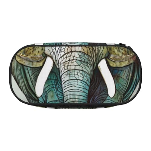 JKSEEPYN Federmäppchen mit Elefanten-Aufdruck, Reise-Make-up-Tasche, mit Reißverschluss, lustiges Federmäppchen für Schule, Büro, Schwarz , Einheitsgröße, Schulranzen von JKSEEPYN