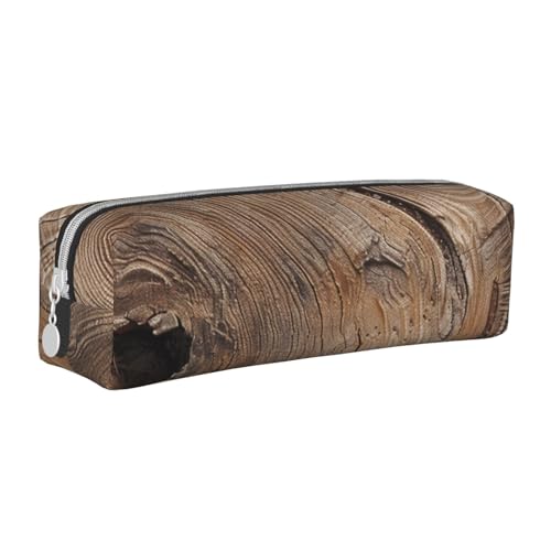 JKSEEPYN Federmäppchen mit Holzmaserung, bedrucktes Leder, mit Reißverschluss, minimalistisch, ultradünn, für die Schule, Kosmetiktasche, weiß, Einheitsgröße, Taschen-Organizer von JKSEEPYN