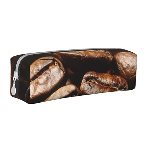 JKSEEPYN Federmäppchen mit Kaffeebohnen, bedrucktes Leder, mit Reißverschluss, minimalistisch, ultradünn, für die Schule, weiß, Einheitsgröße, Taschen-Organizer von JKSEEPYN