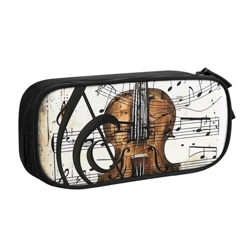 JKSEEPYN Federmäppchen mit Musikdruck, schwarz, Make-up-Organizer, doppellagige Reißverschlusstasche mit Stiftfächern und Taschen für Büro, Reisen oder Schule, Schwarz , Einheitsgröße, Schulranzen von JKSEEPYN