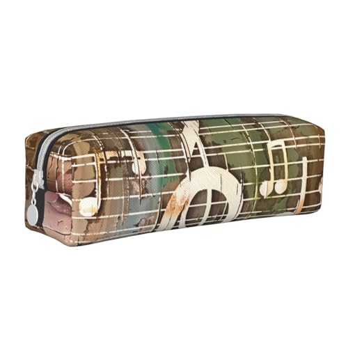 JKSEEPYN Federmäppchen mit Musiknoten-Motiv, bedrucktes Leder, mit Reißverschluss, minimalistisch, ultradünn, für die Schule, Kosmetiktasche, weiß, Einheitsgröße, Taschen-Organizer von JKSEEPYN