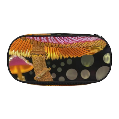 JKSEEPYN Federmäppchen mit Pilz-Aufdruck und Reise-Make-up-Tasche, mit Reißverschluss, lustiges Federmäppchen für Schule, Büro, Schwarz , Einheitsgröße, Schulranzen von JKSEEPYN