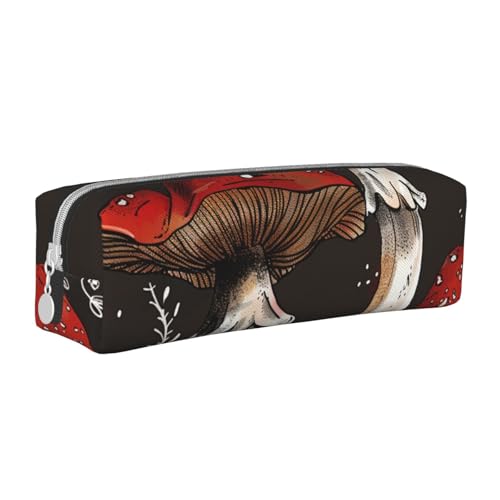 JKSEEPYN Federmäppchen mit Reißverschluss, bedruckt, minimalistisch, ultradünn, Motiv: rote Pilze, 1 Stück, weiß, Einheitsgröße, Taschen-Organizer von JKSEEPYN