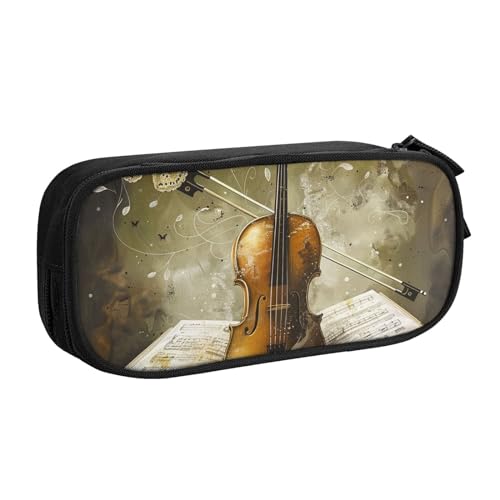 JKSEEPYN Federmäppchen mit Schmetterlings- und Cellodruck, schwarz, Make-up-Organizer, doppellagige Reißverschlusstasche mit Stiftfächern und Taschen für Büro, Reisen oder Schule, Schwarz , von JKSEEPYN