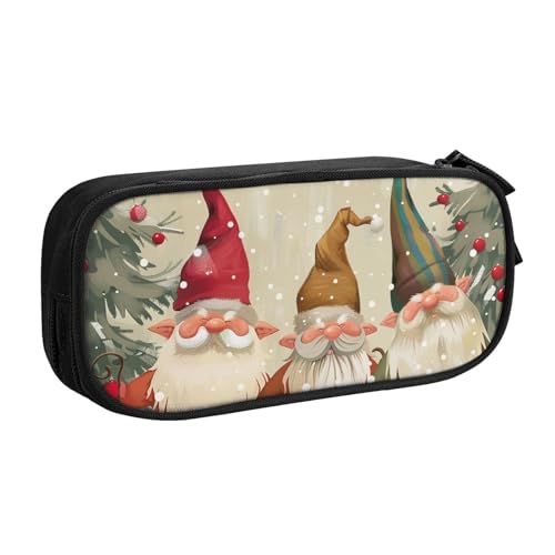 JKSEEPYN Federmäppchen mit Weihnachts-Zwergen, schwarz, Make-up-Organizer, doppellagige Reißverschlusstasche mit Stiftfächern und Taschen für Büro, Reisen oder Schule, Schwarz , Einheitsgröße, von JKSEEPYN