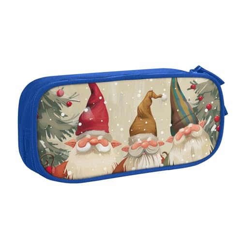 JKSEEPYN Federmäppchen mit Weihnachts-Zwergen, schwarz, Make-up-Organizer, doppellagige Reißverschlusstasche mit Stiftfächern und Taschen für Büro, Reisen oder Schule, blau, Einheitsgröße, Schulranzen von JKSEEPYN