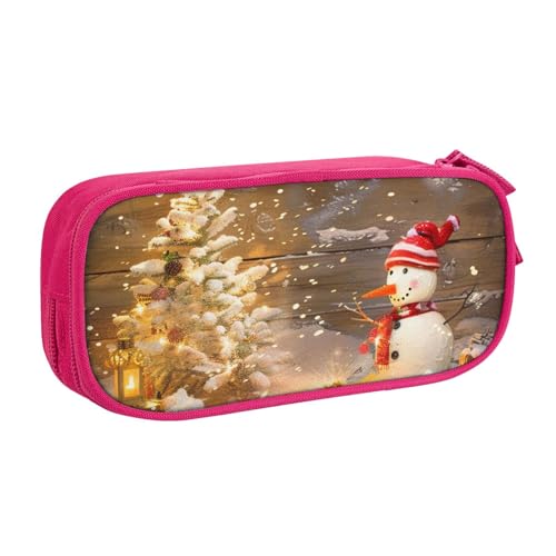 JKSEEPYN Federmäppchen mit Weihnachts- und Schneemann-Motiv, schwarz, Make-up-Organizer, doppellagige Reißverschlusstasche mit Stiftfächern und Taschen für Büro, Reisen oder Schule, rose, von JKSEEPYN