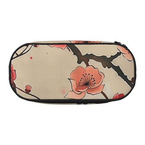 JKSEEPYN Federmäppchen mit japanischem Blumendruck, Reise-Make-up-Tasche, mit Reißverschluss, lustiges Federmäppchen für Schule, Büro, Schwarz , Einheitsgröße, Schulranzen von JKSEEPYN
