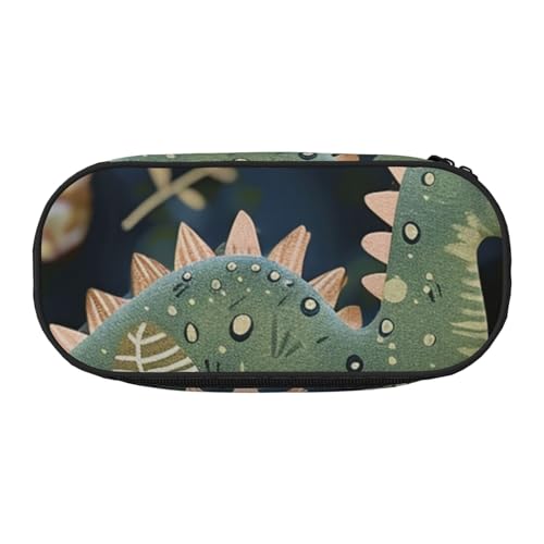 JKSEEPYN Federmäppchen mit niedlichem Dinosaurier-Aufdruck und Reise-Make-up-Tasche – Federmäppchen mit Reißverschluss, lustiges Federmäppchen für Schule, Büro, Schwarz , Einheitsgröße, Schulranzen von JKSEEPYN