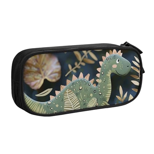 JKSEEPYN Federmäppchen mit niedlichem Dinosaurier-Motiv, schwarz, Make-up-Organizer, doppellagige Reißverschlusstasche mit Stiftfächern und Taschen für Büro, Reisen oder Schule, Schwarz , von JKSEEPYN