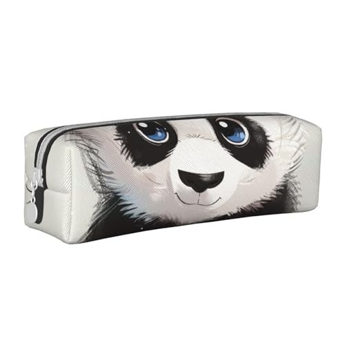 JKSEEPYN Federmäppchen mit niedlichem Panda-Motiv, bedrucktes Leder, mit Reißverschluss, minimalistisch, ultradünn, für die Schule, weiß, Einheitsgröße, Taschen-Organizer von JKSEEPYN