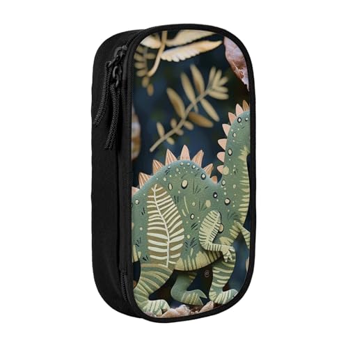 JKSEEPYN Federmäppchen mit süßem Dinosaurierdruck, doppellagig, schwarz, großes Fassungsvermögen, niedliches Stifteetui für Schule, Büro, Reisen oder Make-up-Organizer, Schwarz , Einheitsgröße, von JKSEEPYN