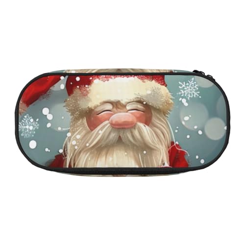 JKSEEPYN Federmäppchen mit traditionellem Weihnachts-Zwerg, 1 bedrucktes Federmäppchen und Reise-Make-up-Tasche, mit Reißverschluss, lustiges Federmäppchen für Schule, Büro, Schwarz , Einheitsgröße, von JKSEEPYN