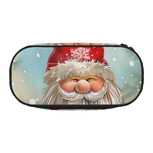 JKSEEPYN Federmäppchen mit traditionellem Weihnachts-Zwerg und Reise-Make-up-Tasche, mit Reißverschluss, lustiges Federmäppchen für Schule, Büro, Schwarz , Einheitsgröße, Schulranzen von JKSEEPYN