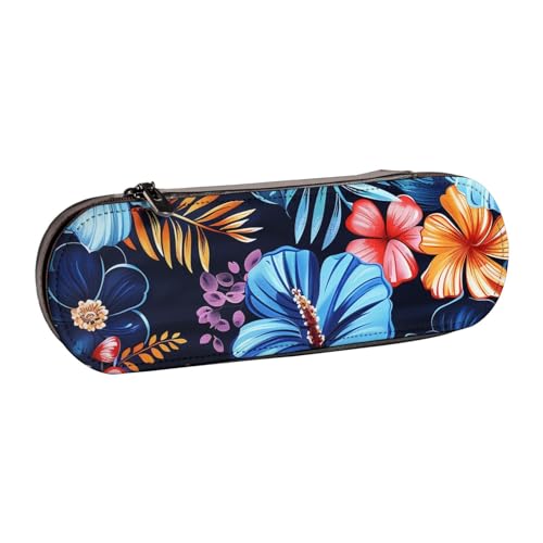 JKSEEPYN Federmäppchen und Make-up-Tasche, Leder, Blumenmuster, Blau, Schwarz , Einheitsgröße, Schulranzen von JKSEEPYN