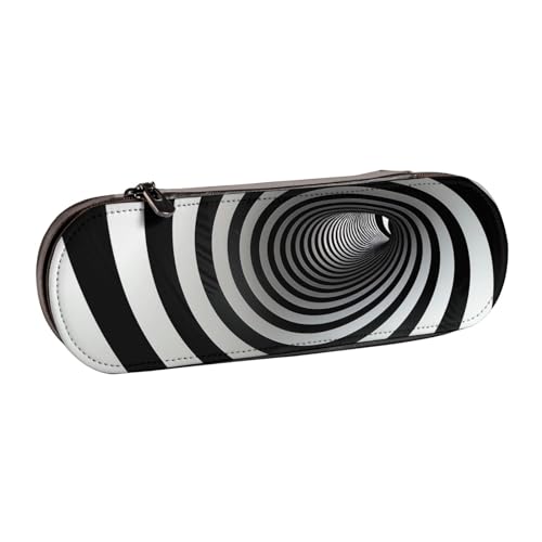 JKSEEPYN Federmäppchen und Make-up-Tasche, Leder, gestreift, Schwarz und Weiß, gestreift, stilvoller Organizer für Schule, Büro und Reisen, Schwarz , Einheitsgröße, Schulranzen von JKSEEPYN