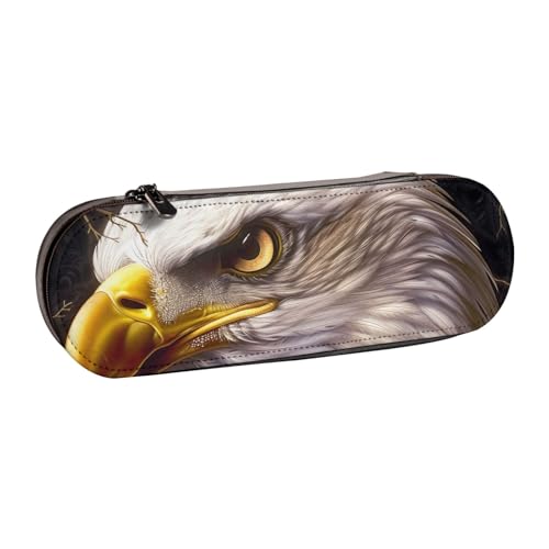 JKSEEPYN Federmäppchen und Make-up-Tasche, Motiv: Amerikanischer Weißkopfseeadler, bedrucktes Hartschalenetui aus Leder, stilvoller Organizer für Schule, Büro und Reisen, Schwarz , Einheitsgröße, von JKSEEPYN
