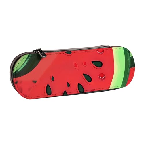 JKSEEPYN Federmäppchen und Make-up-Tasche aus Leder, Motiv: Wassermelonenmotiv, Rot, Schwarz , Einheitsgröße, Schulranzen von JKSEEPYN