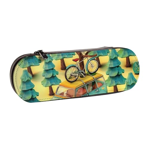 JKSEEPYN Federmäppchen und Make-up-Tasche aus Leder, mit Cartoon-Motiv, bedruckt, für Schule, Büro und Reisen, Schwarz , Einheitsgröße, Schulranzen von JKSEEPYN