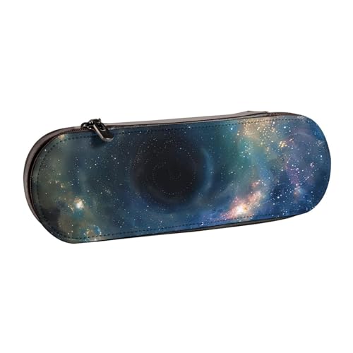 JKSEEPYN Federmäppchen und Make-up-Tasche aus Leder, mit Galaxie-Muster, stilvoller Organizer für Schule, Büro und Reisen, Schwarz , Einheitsgröße, Schulranzen von JKSEEPYN