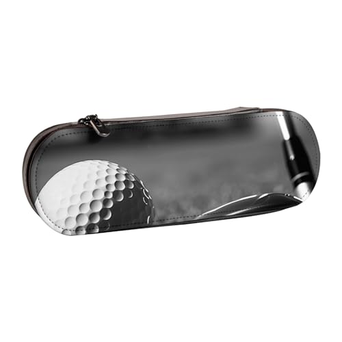 JKSEEPYN Federmäppchen und Make-up-Tasche aus Leder, mit Golf-Aufdruck, stilvoller Organizer für Schule, Büro und Reisen, Schwarz / Weiß, Schwarz , Einheitsgröße, Schulranzen von JKSEEPYN