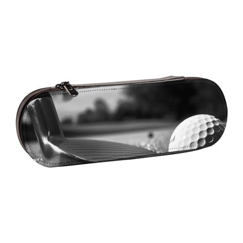 JKSEEPYN Federmäppchen und Make-up-Tasche aus Leder, mit Golf-Aufdruck, stilvoller Organizer für Schule, Büro und Reisen, Schwarz und Weiß, Schwarz , Einheitsgröße, Schulranzen von JKSEEPYN