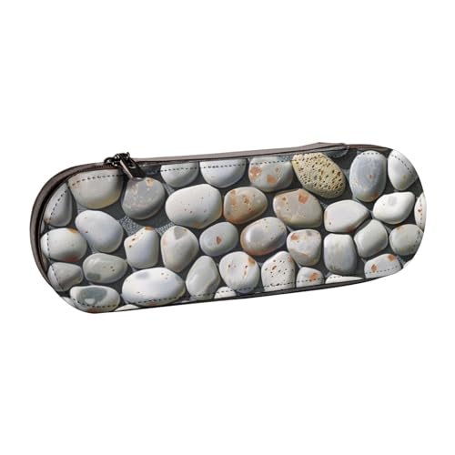 JKSEEPYN Federmäppchen und Make-up-Tasche aus Leder, mit Kieselstein-Aufdruck, stilvoller Organizer für Schule, Büro und Reisen, Schwarz , Einheitsgröße, Schulranzen von JKSEEPYN