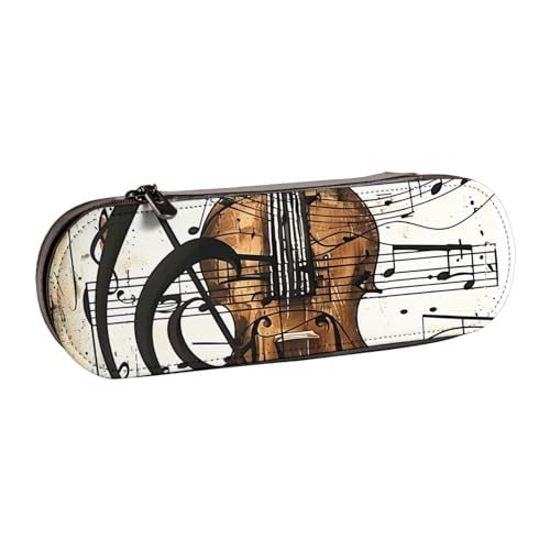 JKSEEPYN Federmäppchen und Make-up-Tasche aus Leder, mit Musikdruck, stilvoller Organizer für Schule, Büro und Reisen, Schwarz , Einheitsgröße, Schulranzen von JKSEEPYN